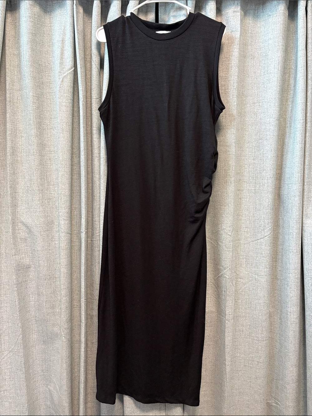 Vince Black Sleeveless Maxi Dress with Side Ruching